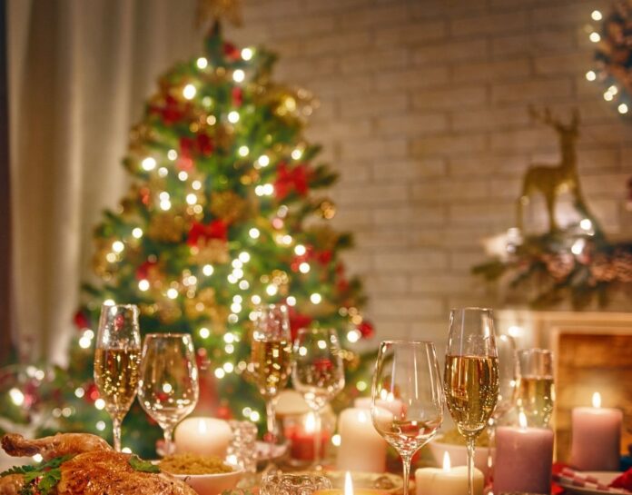 room decorated for Christmas